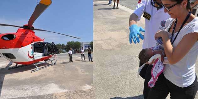 ERKEN DOĞAN BEBEK AMBULANS HELİKOPTERLE İZMİR’E SEVK EDİLDİ