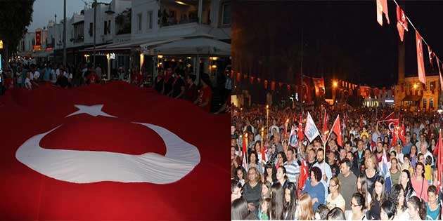 BODRUMLU BİNLERCE KİŞİ FENER ALAYINDA TEK YÜREK OLDU…