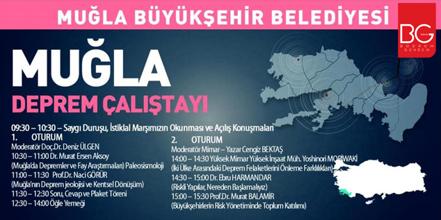 Muğla’da Deprem Çalıştayı 7 Mart Cumartesi Günü