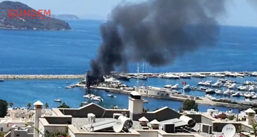 Turgutreis D-Marin’de tekne yandı (Görüntülü Haber )