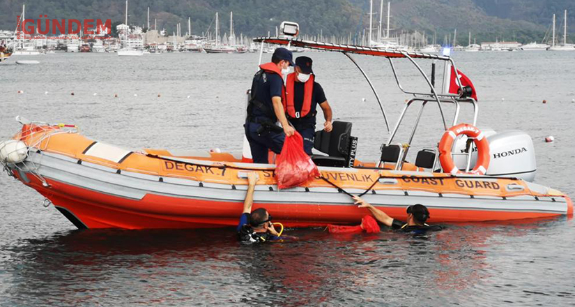 Marmaris körfezinde dip temizliği yapıldı