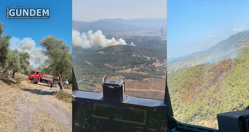 Bodrum Bahçeyaka Köyünde çıkan Yangına 4 Hava Aracı İle müdahale Ediliyor