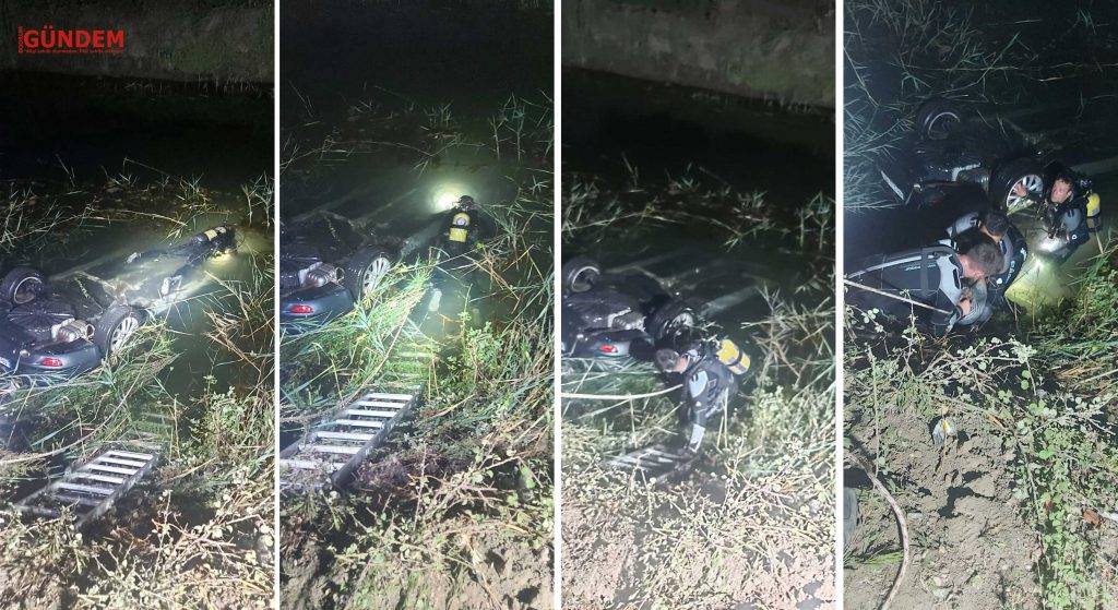 Su kanalına düşen otomobildeki 2 kişi hayatını kaybetti