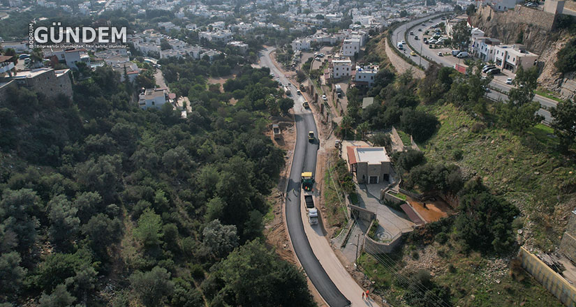 Bodrum yollarında asfalt çalışması