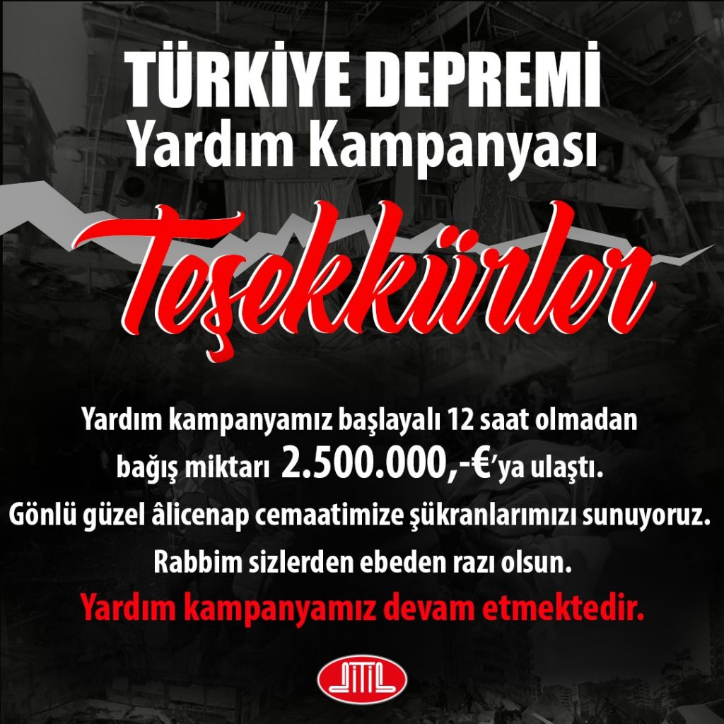 DİTİB’in Türkiye’ye yardım kampanyasında 12 saatte 2,5 milyon euro toplandı