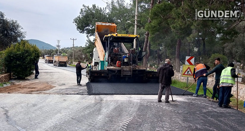 Bodrum Çiftlik Mahallesinde Sıcak Asfalt Çalışması