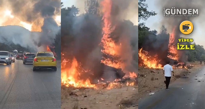 Bodrum’da motosikletle çarpışan araçta yangın çıktı