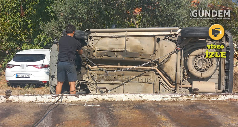 Ticari araçla çarpışan otomobil, bir evin bahçesine daldı