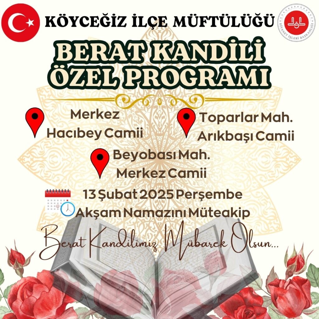 Köyceği̇zde Berat Kandi̇li̇, Özel Programlarla İdrak Edi̇lecek
