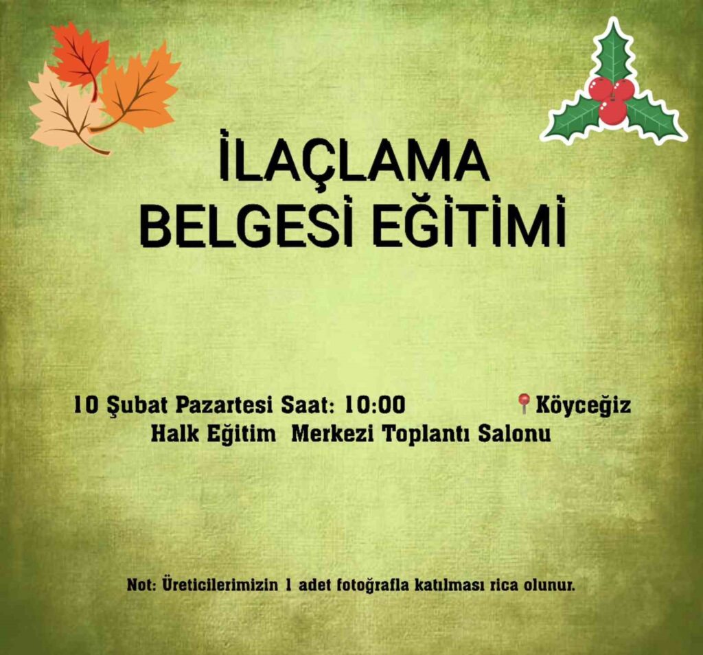 Köyceği̇zde İlaçlama Belgesi̇ Eği̇ti̇mi̇ Yapılacak