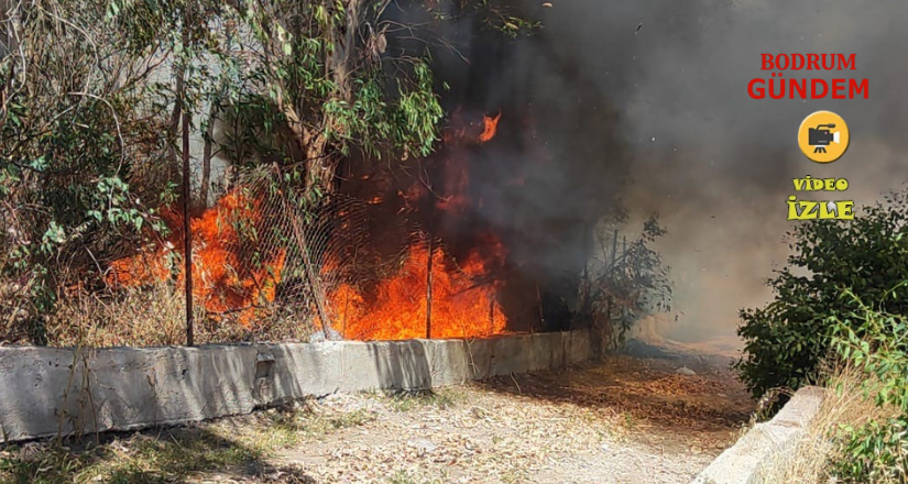 Bodrum’da otluk alanda çıkan yangın site sakinlerini korkuttu