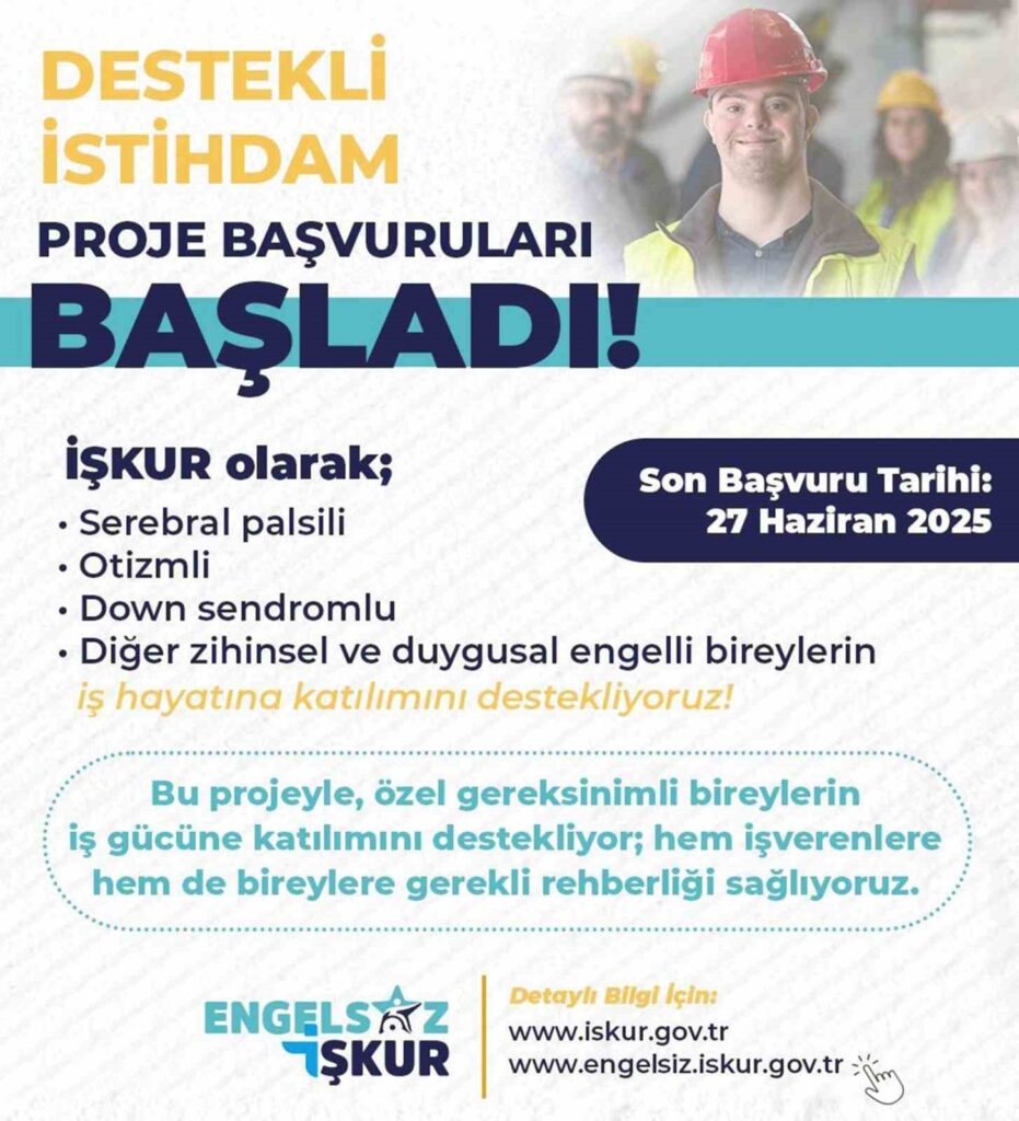 İşkurdan Özel İhti̇yaçlı Bi̇reylere Yöneli̇k Destekli̇ İsti̇hdam Projesi̇ Başvuruları Başladı