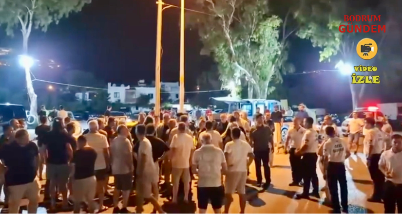 Bodrum’da taksicilerle VIP minibüsçüler birbirine girdi: 150 taksici caddeyi trafiğe kapattı