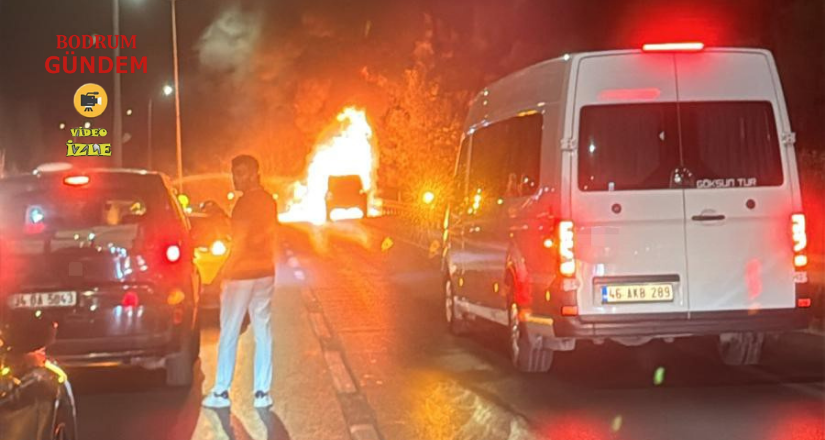 Bodrum’da seyir halindeki cip alev topuna döndü
