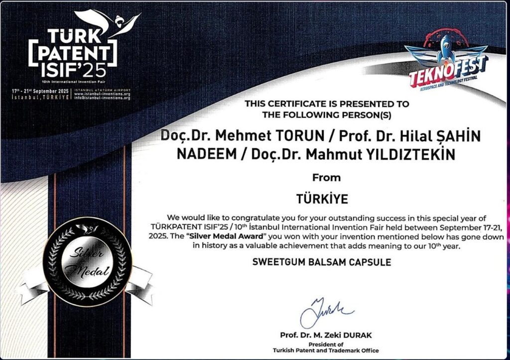 MSKÜ’lü akademisyene patent ödülü