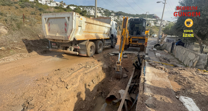 Bodrum’da hat yine patladı, sitedeki evleri su bastı