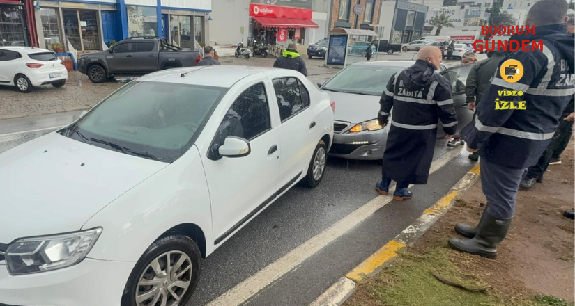 El freni çekilmeyen otomobil, başka araca çarptı