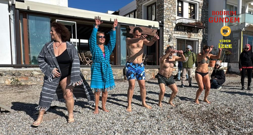 Bodrum’da yeni yılın ilk gününde denize girdiler