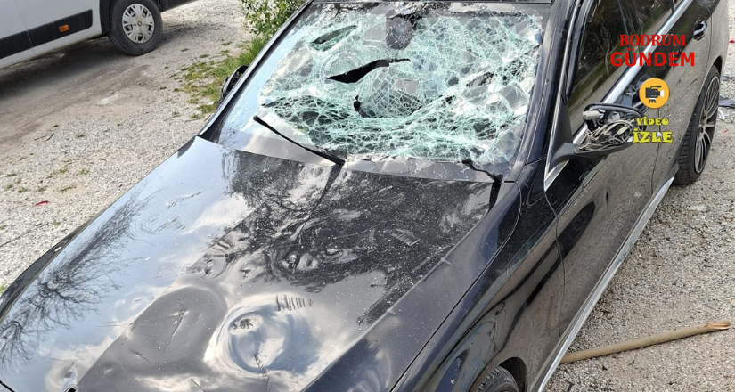 Ortakent’te Lüks Araca Kürekli Saldırı